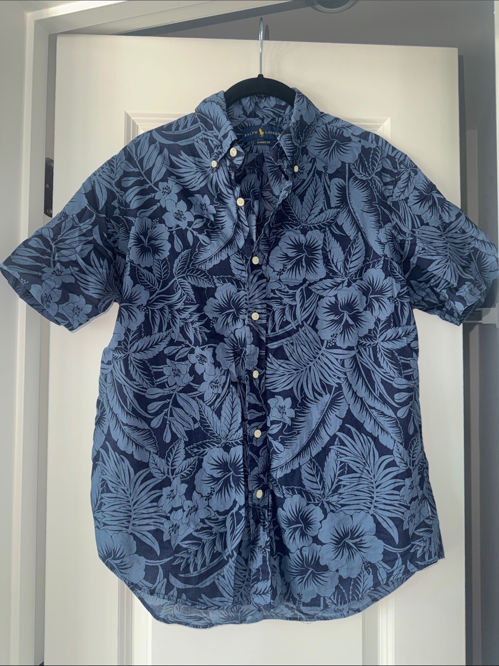 Ralph Lauren Navy and Light Blue Tropical Floral Button-Down Shirt